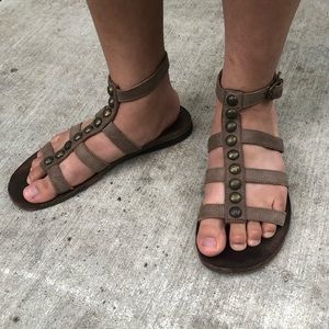 Fiorentini + Baker Lt Brown Leather Stud Sandal